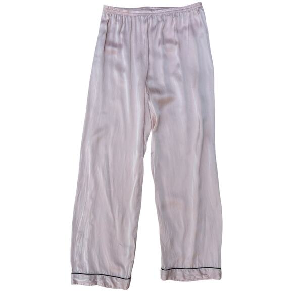 SilkSilky Pajama Set Sz Sm 2 Piece Button Up Pants Pastel Pink 200% Silk Luxury - Picture 10 of 16